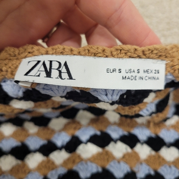 Zara Womens Crochet Knit Cotton Top Size Small - Picture 9 of 10
